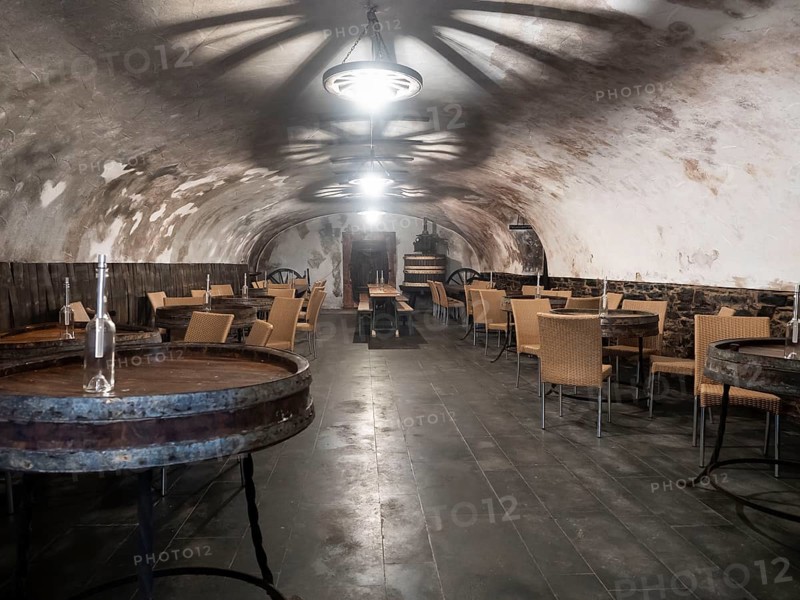 Cellar of a winery for wine tasting, wine cellar, Bernkastel-Kues, Moselle, Rhineland-Palatinate