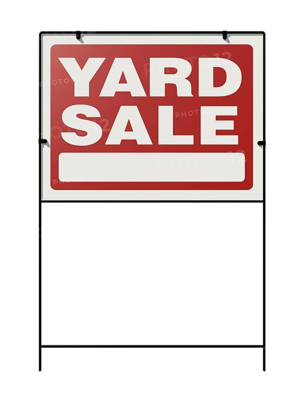 Yard sale real estate yard sign isolated on a white background