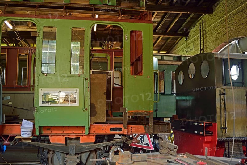 Europe, Germany, Aumühle, Holstein, Duchy of Lauenburg district, Hamburg metropolitan region, Aumühle engine shed museum railway, passenger coach, restoration, Hamburg, Hamburg, Federal Republic of Germany, Europe