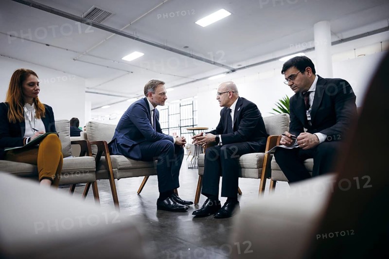 Christian Lindner (FDP), Federal Minister of Finance, meets Mehmet Simsek, Minister of Finance of Turkey for talks at the G20, G7 Finance Ministers and Central Bank Governors Meeting, in Sao Paulo, 28 February 2024. Photographed on behalf of the Federal Ministry of Finance (BMF)