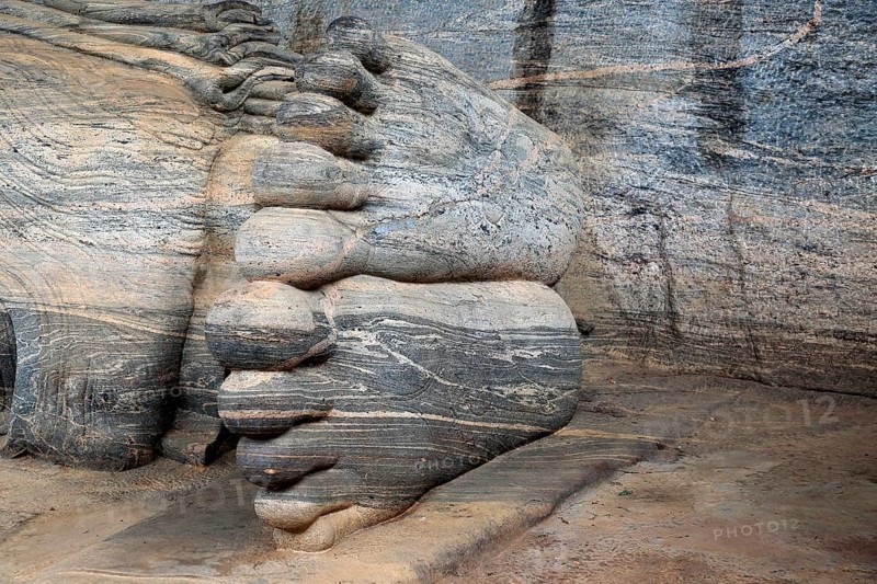 Feet of reclining Buddha, Gal Viharaya, UNESCO World Heritage Site, the ancient city of Polonnaruwa, Sri Lanka, Asia