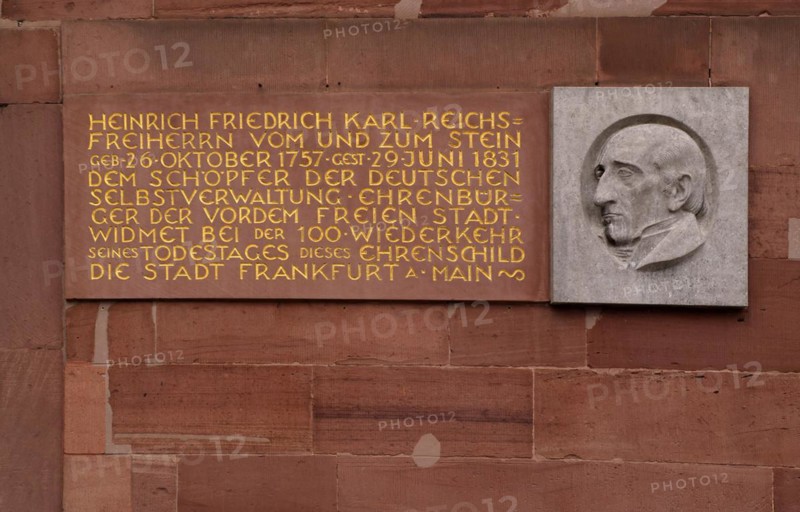 Memorial plaque and relief for Heinrich Friedrich Karl Reichsfreiherr vom und zum Stein, St Paul's Church, St Paul's Square, Frankfurt am Main, Hesse, Germany, Europe