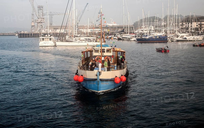 The St Mawes ferry arriving in the harbour, Falmouth, Cornwall, England, UK