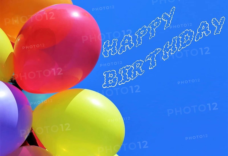 Greeting card for birthday with balloons