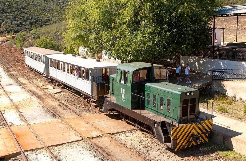 Old steam train used for tourist trips through the Rio Tinto mining area, Huelva province, Spain, Europe