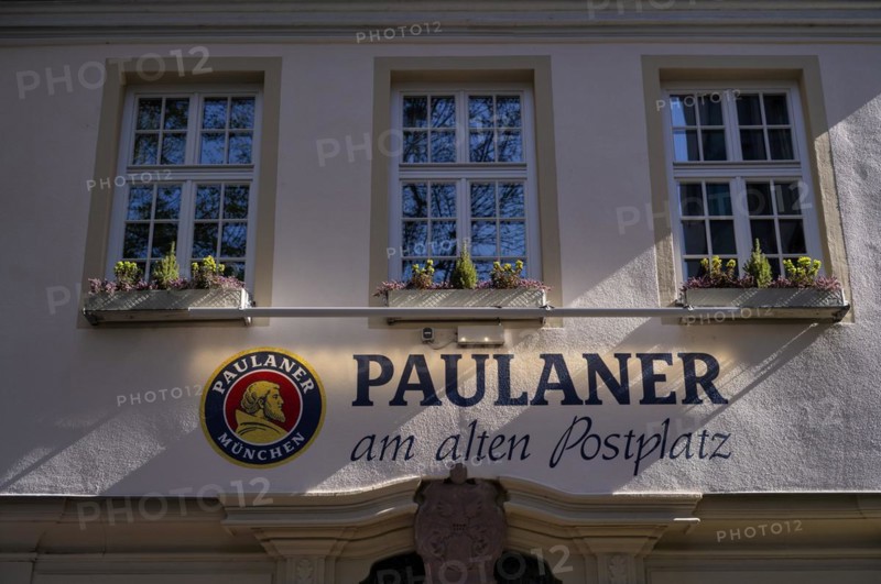 Restaurant Paulaner am alten Postplatz, lettering, logo, Stuttgart, Baden-Württemberg, Germany, Europe
