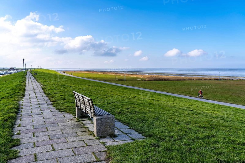 North Sea dyke, near Neuharlingersiel, Lower Saxony, Germany, Europe