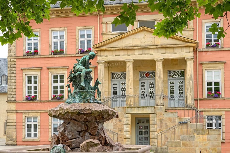 Fountain in front of Detmold Town Hall North Rhine-Westphalia Germany