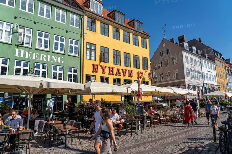 Nyhavn, in the Frederiksstaden district, harbour district with houses over 300 years old, promenade with many cafés, pubs, restaurants, canal, tourist attraction, Copenhagen, Denmark, Europe