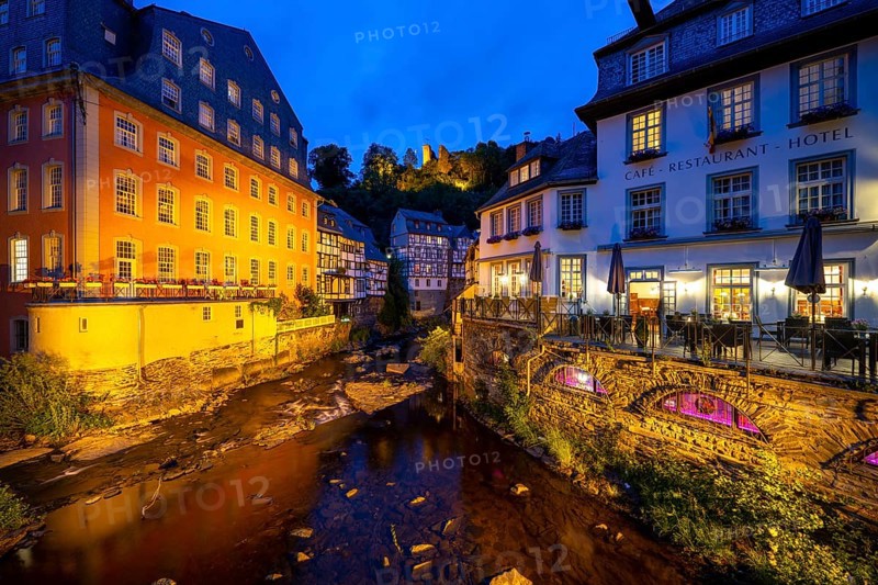 The town of Monschau, in the Eifel, on the river Rur, the Red House, North Rhine-Westphalia, Germany, Europe