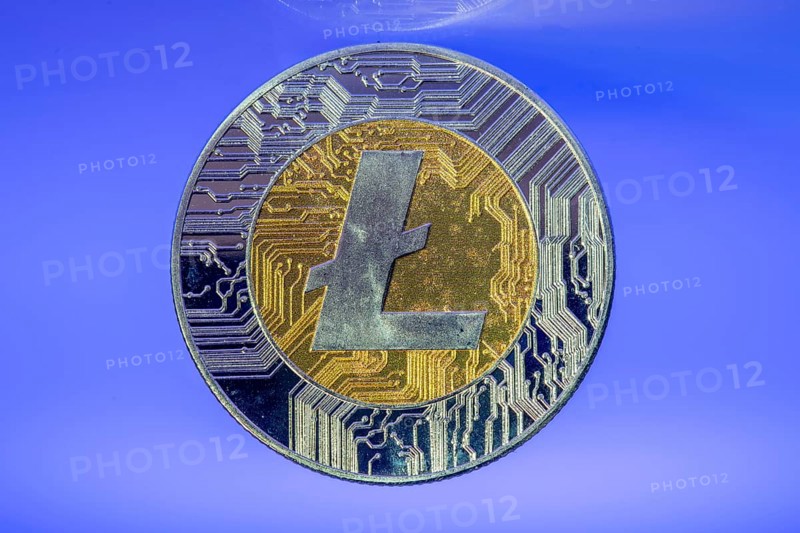 Litecoin, LTC, cryptocurrency, symbol coin, optical placeholder for the digital currency, blockchain, stock market prices