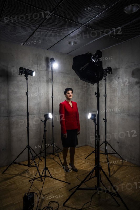 Sahra Wagenknecht is a member of the German Bundestag and founder of the BSW party, pictured here in front of her office in the German Bundestag in Berlin, 10 April 2024