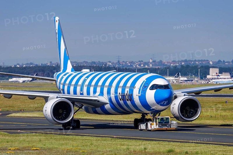 A Condor Airbus A330-900 aircraft with the registration number D-ANRN at Frankfurt Airport, Germany, Europe