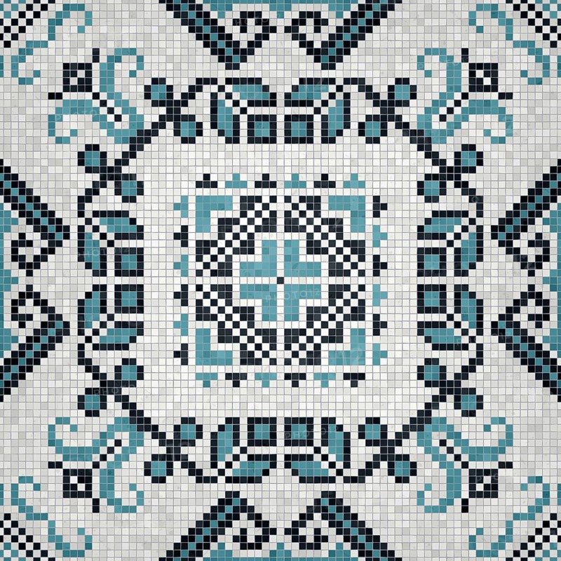 Mosaic tiles background, seamless vector pattern