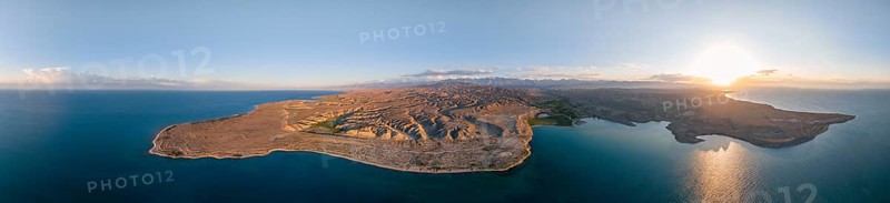 Aerial view, landscape at Lake Issyk Kul, Kyrgyzstan, Asia