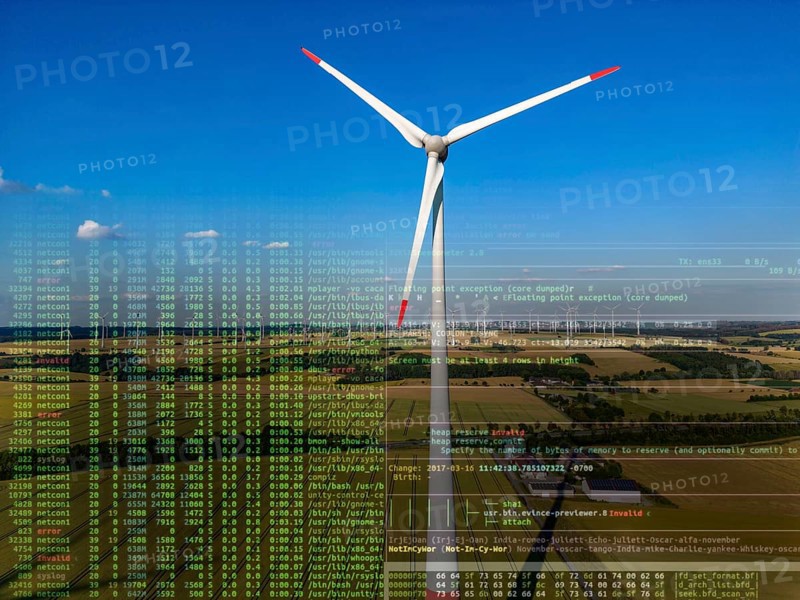 Symbolic image Critical infrastructure, blackout risk, cyberterrorism, wind farm near the East Westphalian town of Lichtenau, south of Paderborn, North Rhine-Westphalia, Germany, Europe