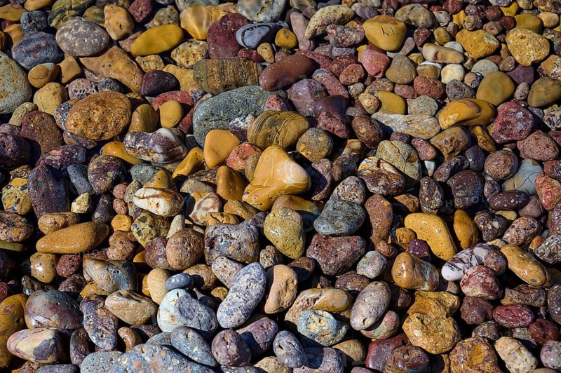 Close-up of colourful pebbles with different textures and patterns, Lambi beach, pebble beach, Patmos, Dodecanese, Greek Islands, Greece, Europe