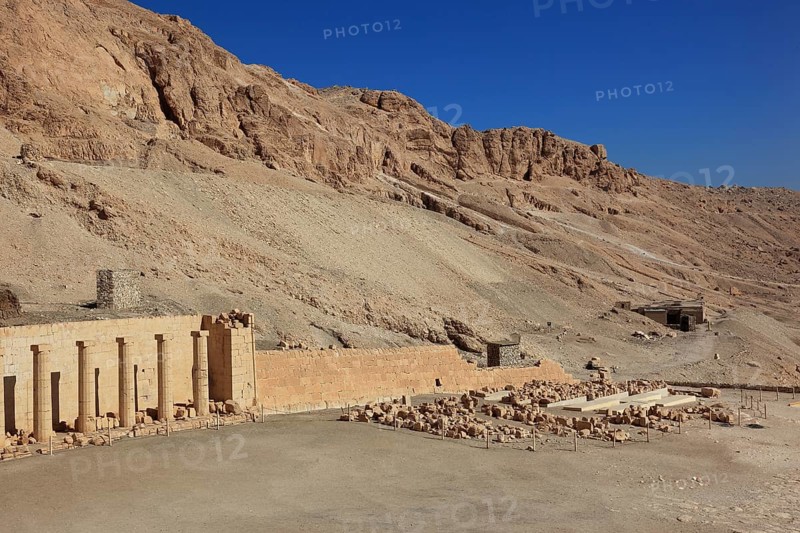 Part of the temple complex, mortuary temple of Hatshepsut, Hatshepsut Temple in Deir el-Bahari on the west bank of the Nile in Thebes, Africa, Egypt, Upper Egypt, Africa