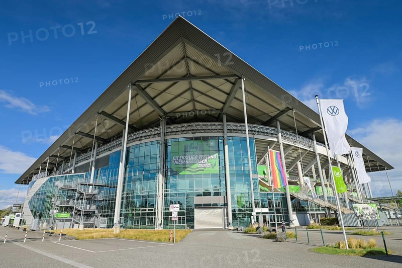 VfL Wolfsburg's Volkswagen Arena football stadium, Wolfsburg, Lower Saxony, Germany, Europe