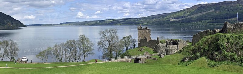 Ruins of the medieval Urquhart Castle along Loch Ness near Drumnadrochit, Scottish Highlands, Scotland, UK