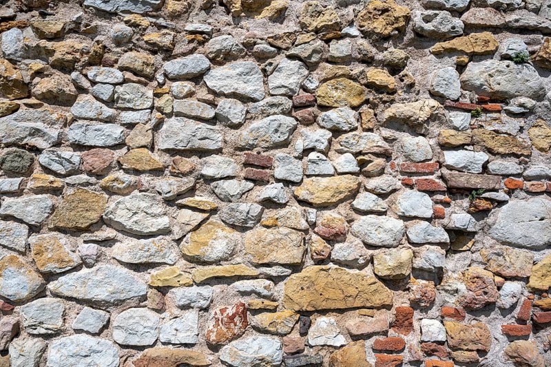 Wall stones with different types of stone, full-size, Staufen Castle ruins, Staufen im Breisgau, Markgräflerland, Black Forest, Baden-Württemberg, Germany, Europe