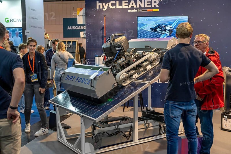 Cleaning technology for solar systems, at the Solar Solutions Düsseldorf trade fair, over 250 international exhibitors present products and services from the solar industry, smart storage, EV charging and green HVAC to a trade audience of users and dealers, Düsseldorf, North Rhine-Westphalia, Germany, Europe