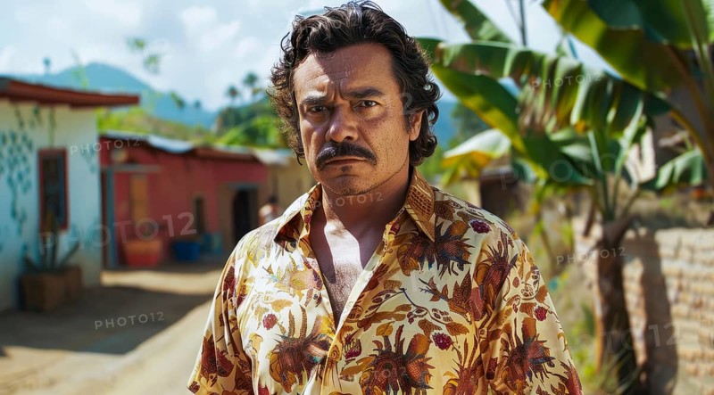 Mexican drug lord criminal and cartel operative. Concept of criminal life and corruption, AI generated