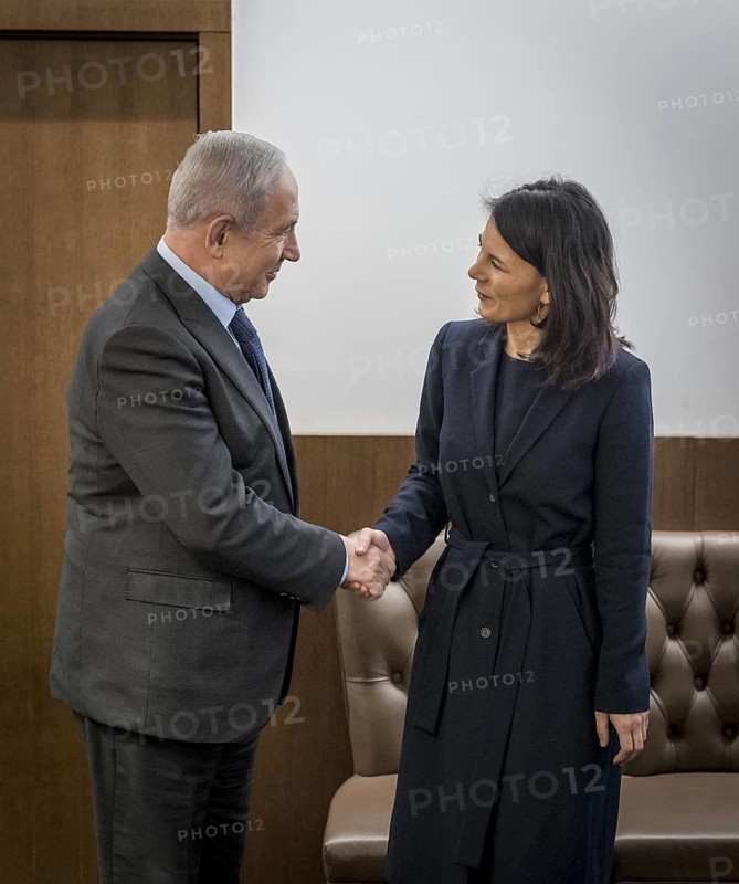 Annalena Bärbock (Alliance 90/The Greens), Federal Foreign Minister, photographed during her visit to Israel. Here she meets Israeli Prime Minister Benjamin Netanyahu. 'Photographed on behalf of the Federal Foreign Office'