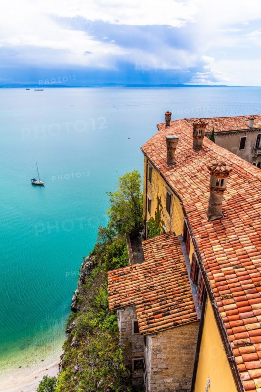 Duino Castle, with spectacular sea view, private residence of the Princes of Thurn und Taxis, Duino, Friuli, Italy, Duino, Friuli, Italy, Europe