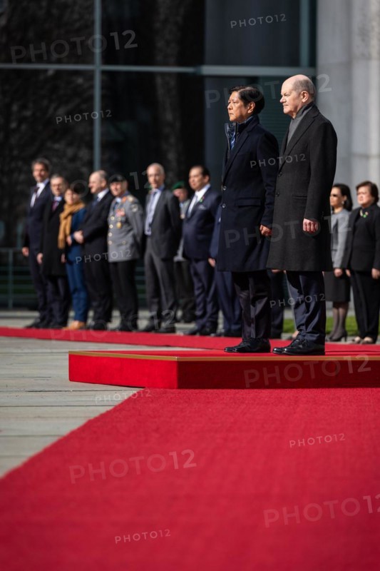 (R-L) Olaf Scholz, Federal Chancellor, and Ferdinand Marcos Jr, President of the Republic of the Philippines, pictured during a joint meeting in Berlin, 12 March 2024