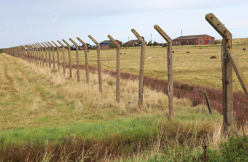 Orford Ness lighthouse Open Day, September 2017, Suffolk, England, UK, military buildings and old fencing posts