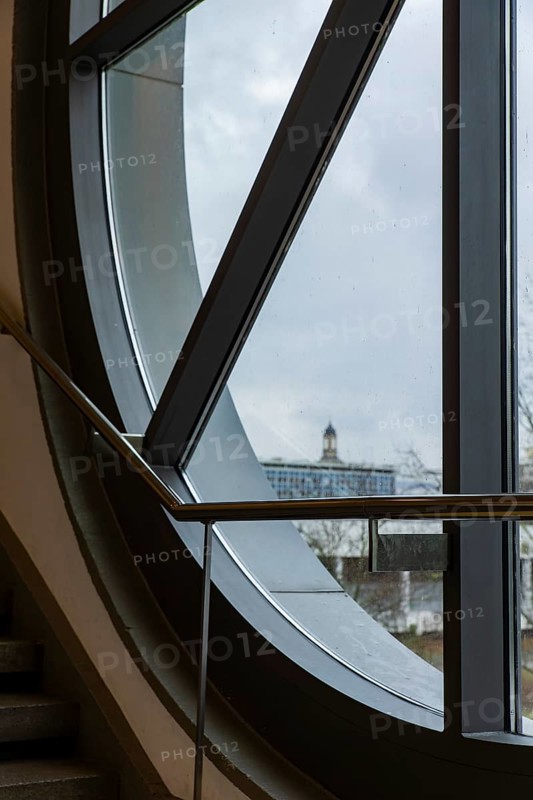Founded in 1912, the Deutsches Hygiene-Museum is a museum in Dresden. It sees itself as a public forum for science, culture and society. Round staircase window