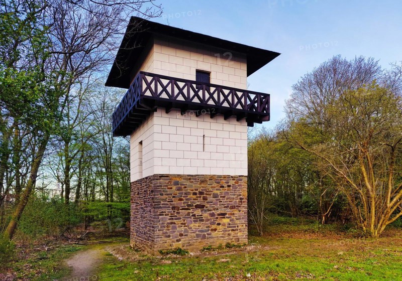 Reconstructed Roman watchtower on the Reckberg, Lower Germanic Limes, UNESCO World Heritage Site, Neuss, North Rhine-Westphalia, Germany, Europe