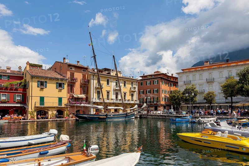 Harbour of Malcesine, Porto di Malcesine, Malcesine, Province of Verona, Veneto, Italy, Europe