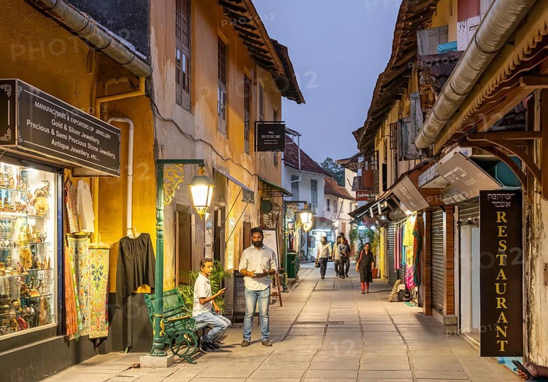 Shops along Synagogue Lane, Matancherry, Jew Town, Cochin, Kerala, India, Asia