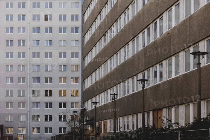Prefabricated buildings, photographed in the Berlin district of Lichtenberg in Berlin, 29/02/2024