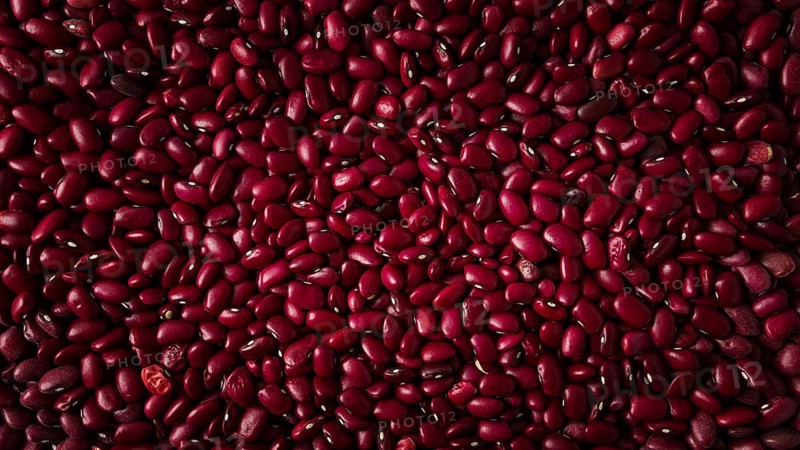 Red beans, close-up, top view, raw, food background