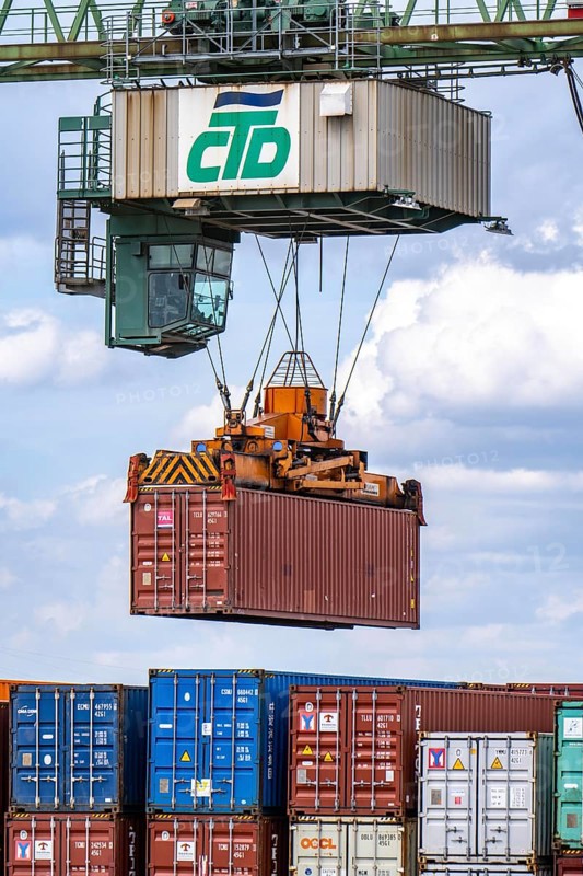 Port of Dortmund, Container Terminal Dortmund CTD, trimodal terminal, transport by rail, road and waterway, Dortmund-Ems Canal, North Rhine-Westphalia, Germany, Europe
