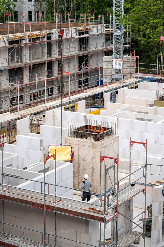 Building site, new construction of apartment blocks, shell construction, Essen, North Rhine-Westphalia, Germany, Europe