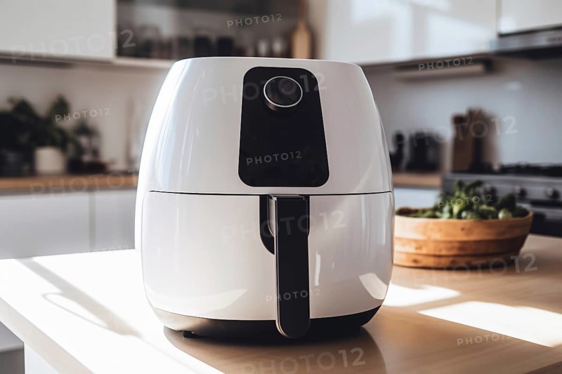 White air fryer in kitchen. AI generated