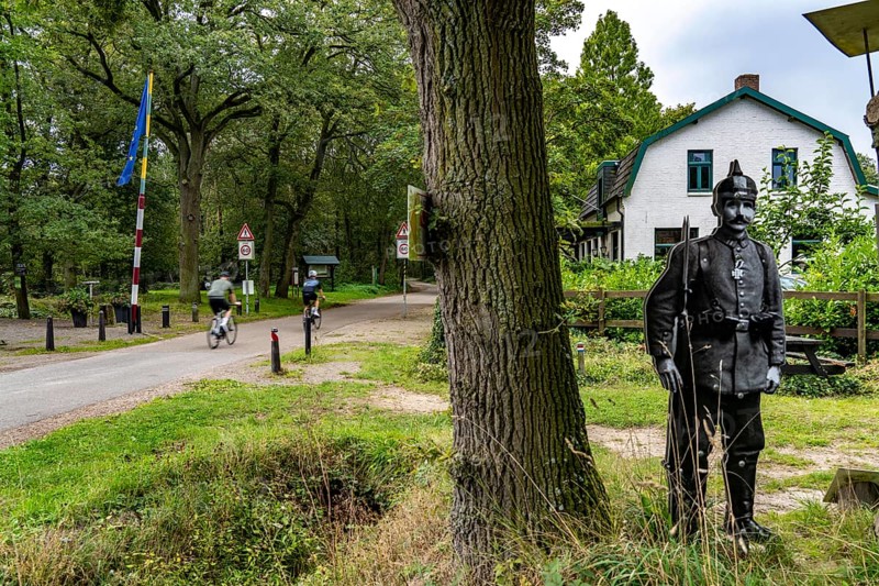 The so-called Green Border, at the former border crossing Grenzweg near Straelen-Kastanienburg and NL Velden, between Germany and the Netherlands, adventure trail for children, the Smugglers' Trail, North Rhine-Westphalia, Germany, Europe