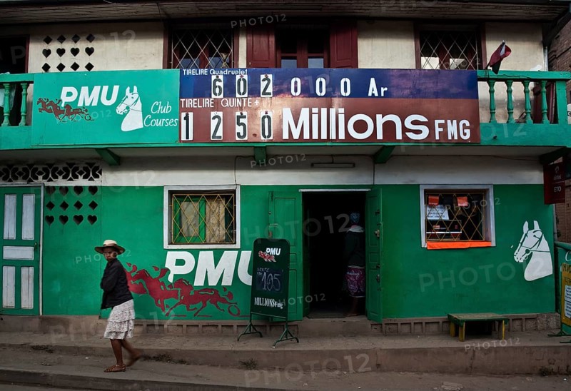 Establishment for horse race betting at Fianarantsoa, Madagascar. It is under license from PMU, the French betting company