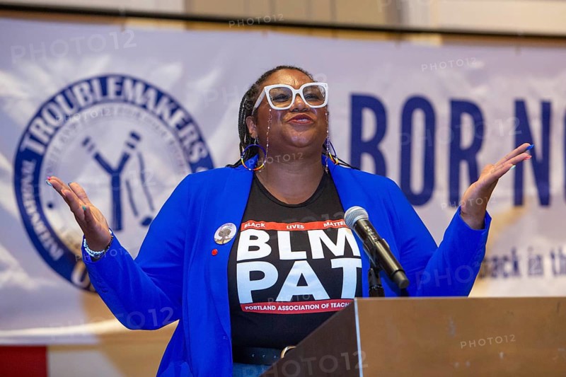 Chicago, Illinois, Angela Bonilla of the Portland Association of Teachers speaks at the 2024 Labor Notes conference, The conference brought together 4, 700 union activists from across the United States and beyond