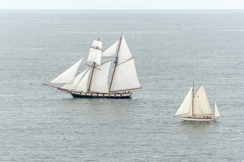 Large old traditional sailing boat in a bay on the Atlantic. Camaret sur mer, Crozon, Finistere, Brittany, France, Europe