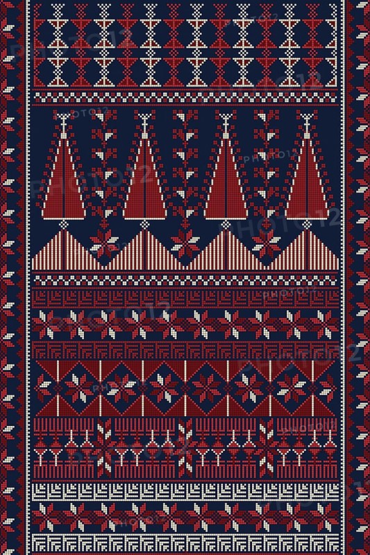 Traditional Palestinian Tatreez, seamless pattern vector template