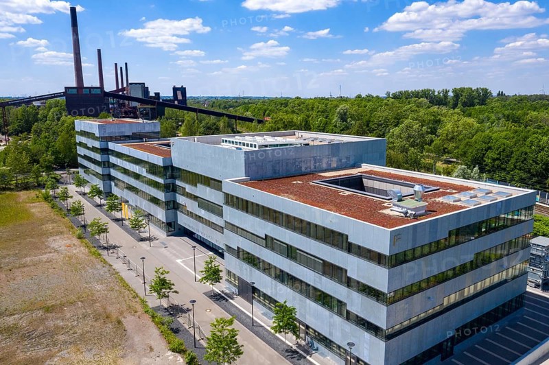 New building of the Folkwang University of the Arts, on the site of the Zollverein Coal Mine Industrial Complex in Essen, behind the Zollverein Coking Plant, Essen, Germany, Europe