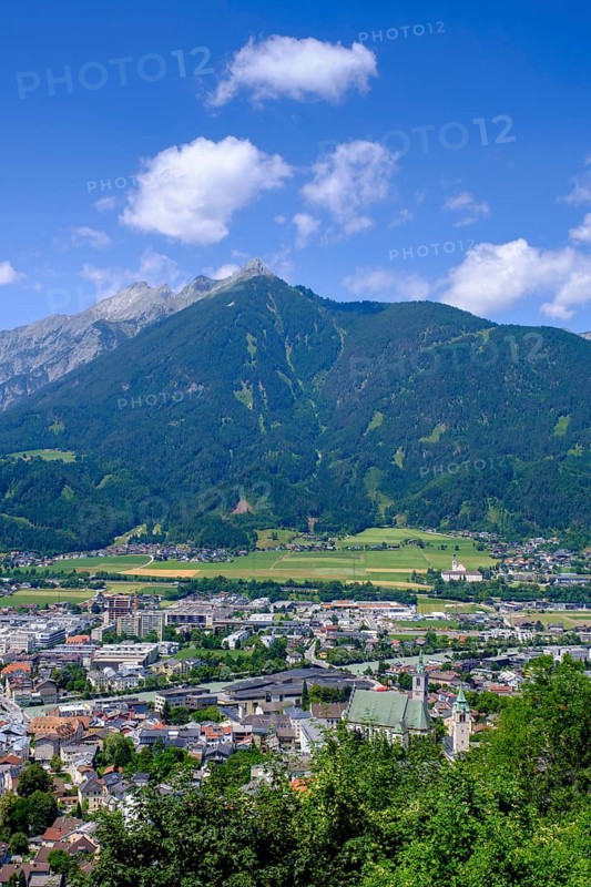 From Frundsberg Castle, view of Schwaz and the Inn Valley, Schwaz, Inn Valley, Tyrol, Austria, Europe