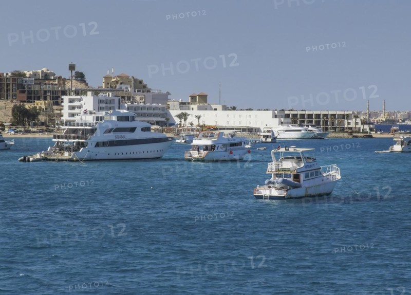Yachts, excursion boats off Hurghada, Egypt, Africa