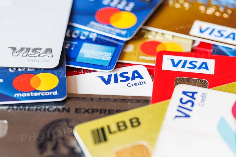 Credit cards from VISA, Mastercard and American Express in Stuttgart, Germany, Europe
