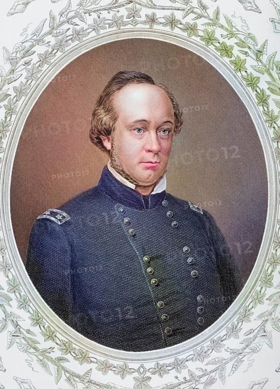 Henry Wager Halleck (born 16 January 1815 in Westernville, New York, died 9 January 1872 in Louisville, Kentucky) was an officer, scholar and lawyer. After a photograph by Matthew Brady (1824-1896), Historic, digitally restored reproduction from a 19th century original, Record date not stated
